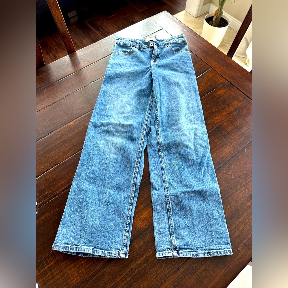 Abercrombie kids high-rise wide leg jeans.